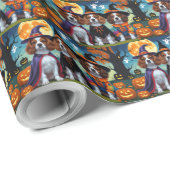 ブリタニースパニエル犬ドッグスパンプキンハロウィンおもしろい ラッピングペーパー (ロールコーナー)