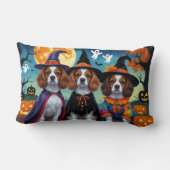 ブリタニースパニエル犬ドッグスパンプキンハロウィンおもしろい ランバークッション (裏面)