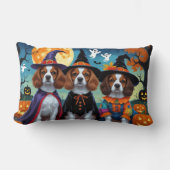 ブリタニースパニエル犬ドッグスパンプキンハロウィンおもしろい ランバークッション (正面)