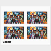 ブリタニースパニエル犬ドッグスパンプキンハロウィンおもしろい 長方形シール (シート)