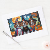 ブリタニースパニエル犬ドッグスパンプキンハロウィンおもしろい 長方形シール (封筒)