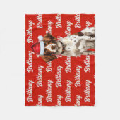 ブリタニースパニエル犬ドッグネームパターン(の模様が)あるクリスマス フリースブランケット (正面)