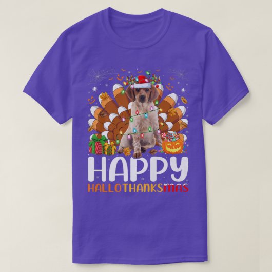ブリタニースパニエル犬ドッグハロウィンクリスマスハロタン Tシャツ (デザイン正面)