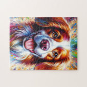 ブリタニースパニエル犬ドッグポートレートアクリルアートプリント ジグソーパズル (横)