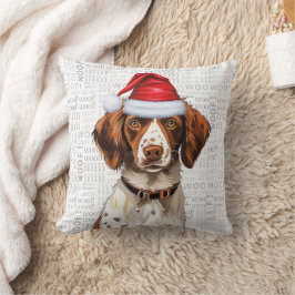 ブリタニースパニエル犬ドッグラバークリスマスホリデー クッション