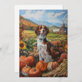 ブリタニースパニエル犬ドッグ秋の収穫感謝祭 シーズンカード (正面/裏面)