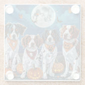 ブリタニースパニエル犬ハロウィン不気味 ガラスコースター (裏面)