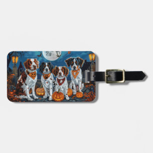 ブリタニースパニエル犬ハロウィン不気味 ラゲッジタグ