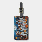 ブリタニースパニエル犬ハロウィン不気味 ラゲッジタグ (正面縦)