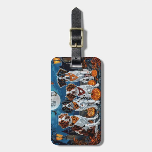 ブリタニースパニエル犬ハロウィン不気味 ラゲッジタグ (正面縦)