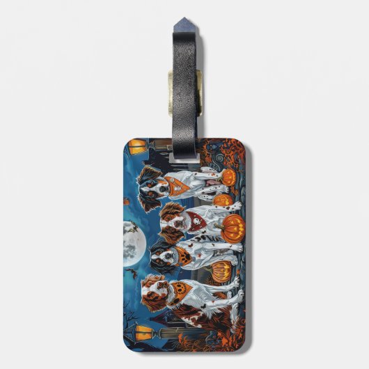 ブリタニースパニエル犬ハロウィン不気味 ラゲッジタグ (裏面縦)