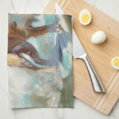 ブリタニースパニエル犬ビーチ絵画サーフィン キッチンタオル (四つ折り)