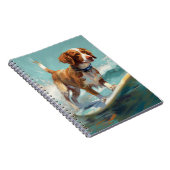 ブリタニースパニエル犬ビーチ絵画サーフィン ノートブック (右側)