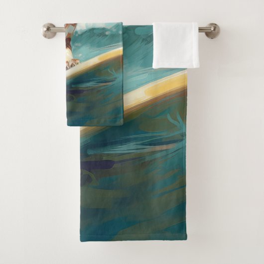 ブリタニースパニエル犬ビーチ絵画サーフィン バスタオルセット (インサイチュ)