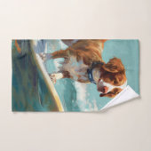 ブリタニースパニエル犬ビーチ絵画サーフィン バスタオルセット (ハンドタオル)