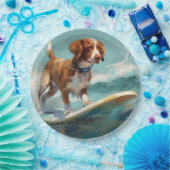 ブリタニースパニエル犬ビーチ絵画サーフィン ペーパープレート (パーティー)