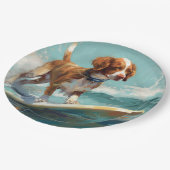 ブリタニースパニエル犬ビーチ絵画サーフィン ペーパープレート (アングル)
