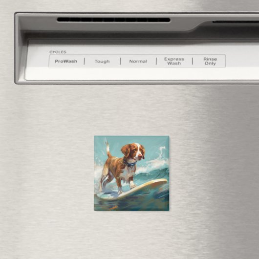 ブリタニースパニエル犬ビーチ絵画サーフィン マグネット (インサイチュ (食洗機))