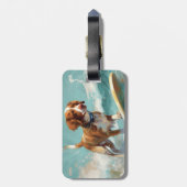 ブリタニースパニエル犬ビーチ絵画サーフィン ラゲッジタグ (裏面縦)