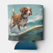 ブリタニースパニエル犬ビーチ絵画サーフィン 缶クーラー (裏面)