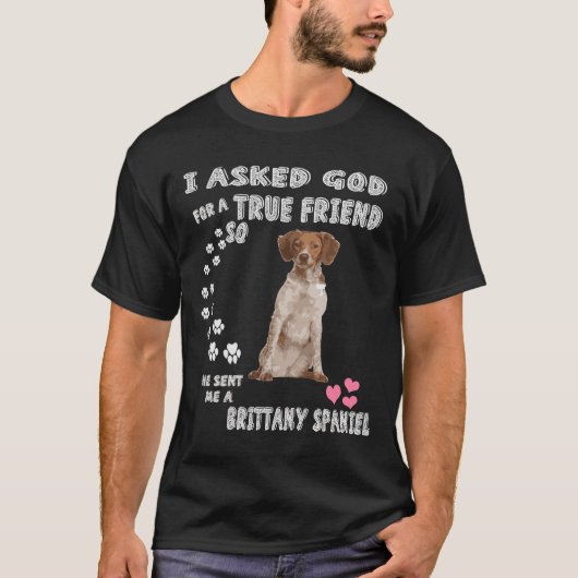 ブリタニースパニエル犬フランスのブリタニーブリタニースパニエル犬 Tシャツ (正面)
