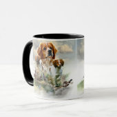 ブリタニースパニエル犬フランスの、ブリタニー、バードドッグ マグカップ (正面左)
