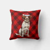 ブリタニースパニエル犬レッドプレイドクリスマスホリデー クッション (裏面)