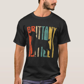 ブリタニースパニエル犬レトロ1970s犬ひび痛い tシャツ