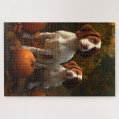 ブリタニースパニエル犬子犬オータムデライトカボチャ ジグソーパズル (横)