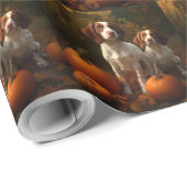 ブリタニースパニエル犬子犬オータムデライトカボチャ ラッピングペーパー (ロールコーナー)