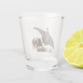 ブリタニースパニエル犬狩りチュカールパトリッジ，アート ショットグラス (裏面)