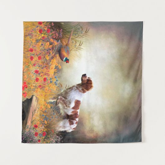 ブリタニースパニエル犬狩りフェアサン タペストリー (正面(横))