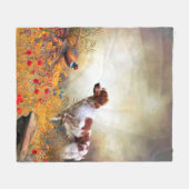 ブリタニースパニエル犬狩りフェアサン フリースブランケット (正面(横))