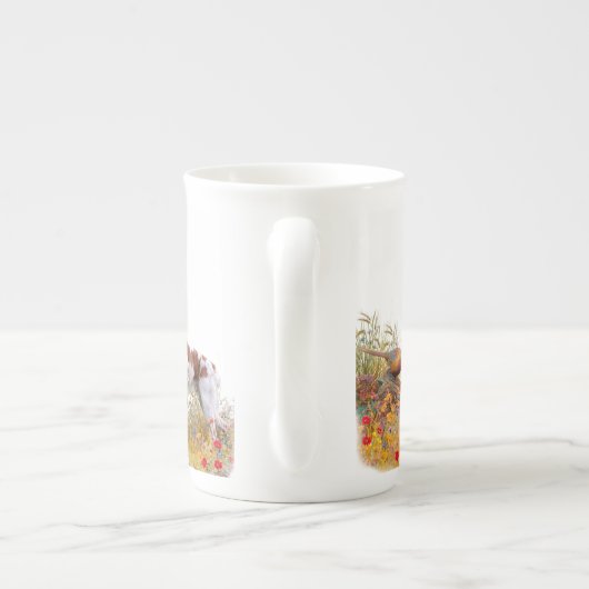 ブリタニースパニエル犬狩りフェアサン ボーンチャイナマグカップ (裏面)