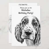 ブリタニースパニエル犬誕生日招待 招待状 (正面/裏面)