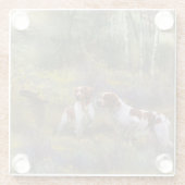 ブリタニースパニエル犬、ウッドコック狩り、アート ガラスコースター (裏面)