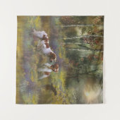 ブリタニースパニエル犬、ウッドコック狩り、アート タペストリー (正面(横))