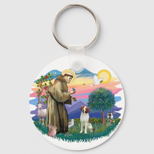 ブリタニースパニエル犬 キーホルダー (正面)