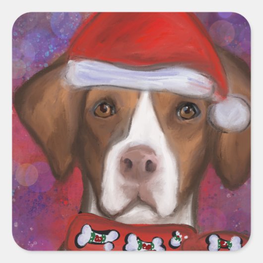 ブリタニースパニエル犬 スクエアシール (正面)