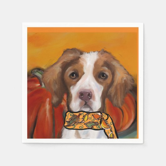 ブリタニースパニエル犬 スタンダードカクテルナプキン (正面)