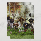 ブリタニースパニエル犬、バード狩り 招待状 (正面/裏面)