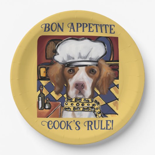 ブリタニースパニエル犬 ペーパープレート (正面)