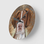 ブリタニースパニエル犬 ラウンド壁時計 (傾斜)