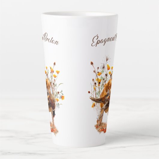 ブリタニースパニエル犬、狩りフェアシャンコーヒーマグ カフェラテマグ (正面)