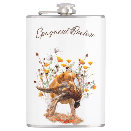 ブリタニースパニエル犬、狩りフェアシャンコーヒーマグ フラスク (正面)