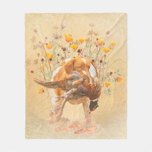 ブリタニースパニエル犬、狩りフェザントコーヒーマグT-Sh フリースブランケット (正面)