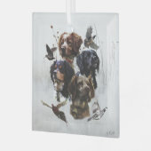 ブリタニースパニエル犬、鳥の狩りシーズン ガラスオーナメント (正面左)