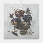 ブリタニースパニエル犬、鳥の狩りシーズン ガラスオーナメント (正面)