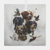 ブリタニースパニエル犬、鳥の狩りシーズン ガラスオーナメント (裏面)