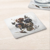 ブリタニースパニエル犬、鳥の狩りシーズン スクエアペーパーコースター (アングル)